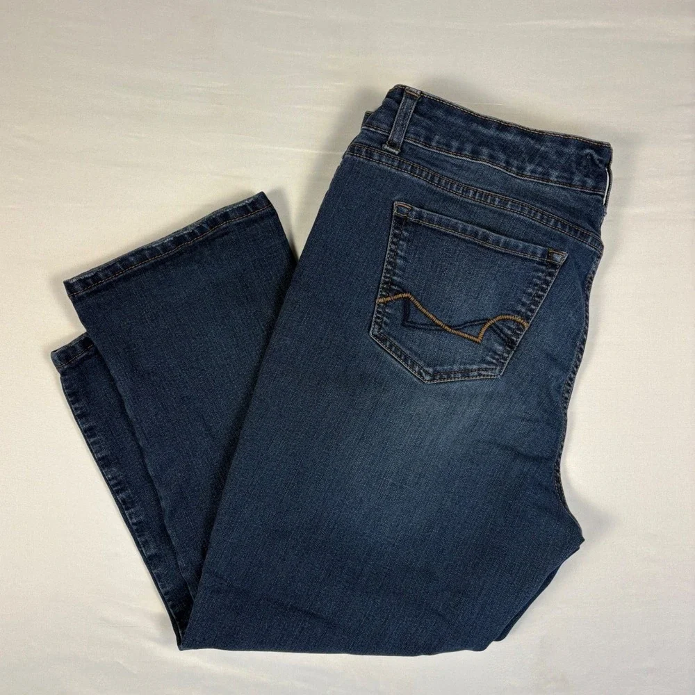 Vintage America Blues Boho Crop Jeans Womens 12/31 Dark Wash Stretch Denim